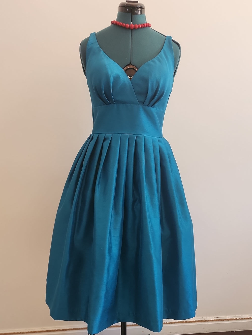 👗Retrospec'd Teal V-Neck Fit & Flare Dress Sz 6